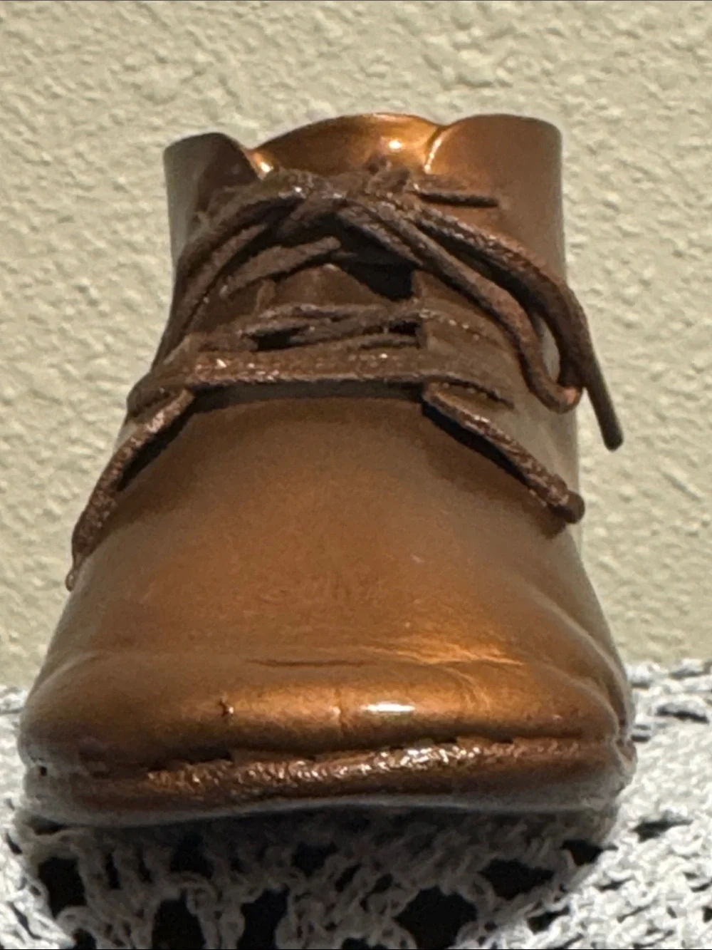 Toddler Lace-Up Ankle Boots Bronze Sprayed -From 1960’s